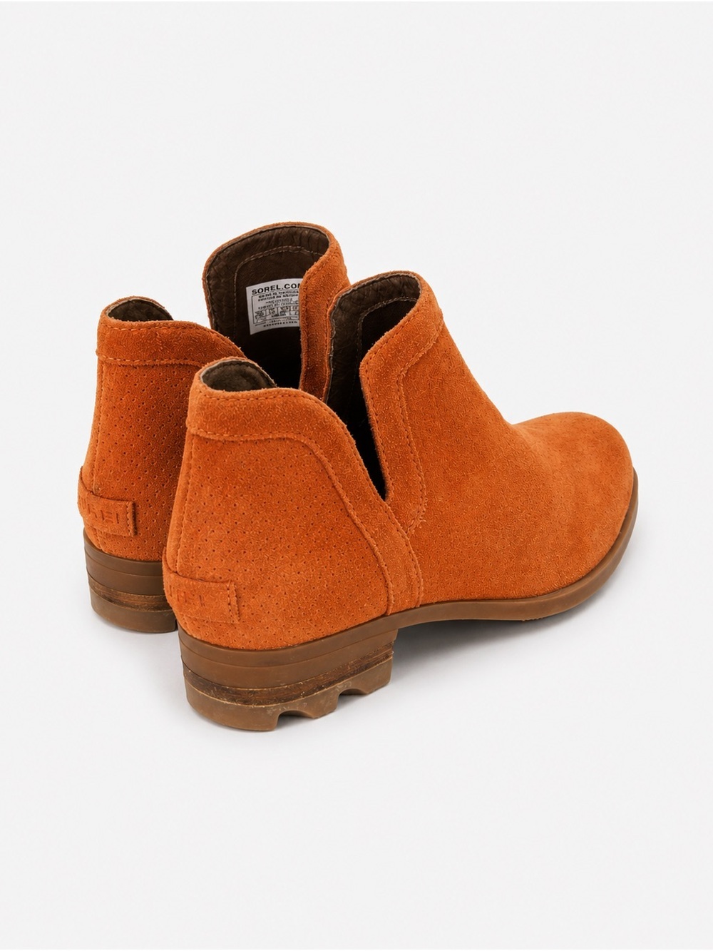 Sorel Lolla Booties Peach Leather Cut Out Ankle Boots Heeled Shoes Size 8.5